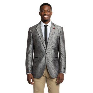 Men's Floral Blazer Jacket by TaZzio, Grey